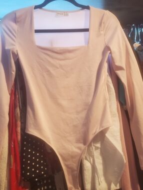 Light Blush Square Neck Long Sleeve Bodysuit